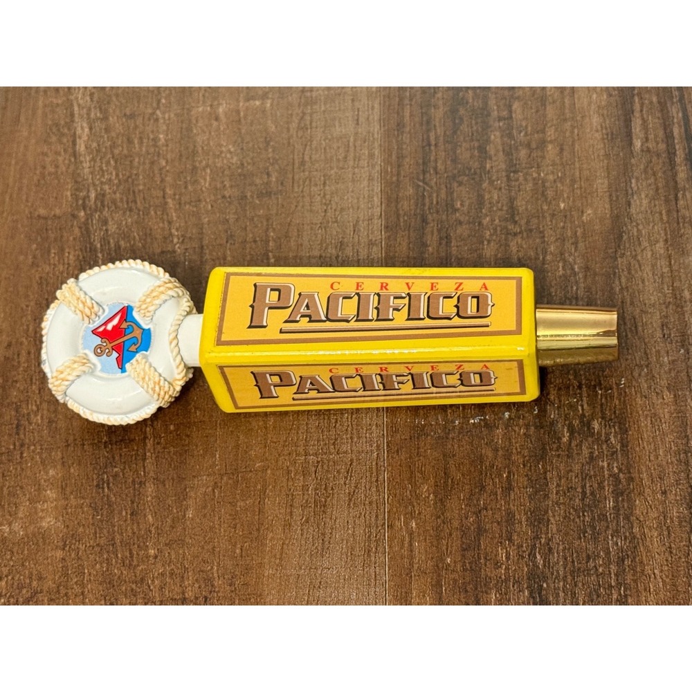 Pacifico Clara Cerveza Beer Tap Handle Yellow Nautical Life Preserver Anchor